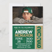 Groen & Brons Goud Afstuderen Fotouitnodiging Kaart (Voorkant)