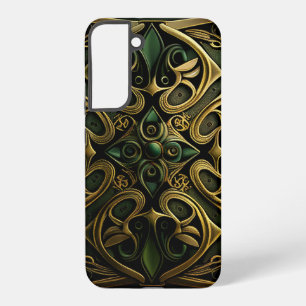 Groen Bronzen Sierplaid Decoratiepatroon Samsung Galaxy Hoesje