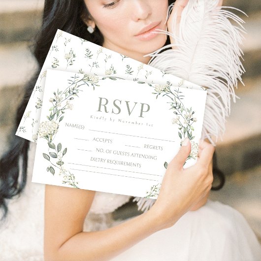 Groen bruid bruidegom monogram bruiloft RSVP kaart