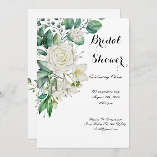 GROEN BRUIDSDOUCHE UITNODIGING (Voorkant / Achterkant)