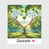 Groen bruidspaar Monogram Sticker (Vel)