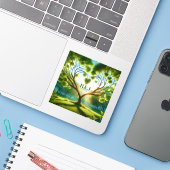 Groen bruidspaar Monogram Sticker (Laptop met iPhone)