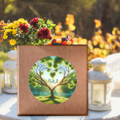 Groen bruidspaar Monogram Sticker