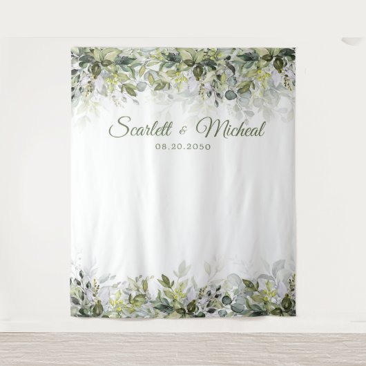 Groen Bruiloft Achtergronden Wandkleed (Voorkant)