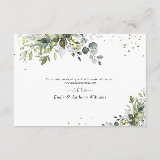 Groen Bruiloft Behuizing Kaart (Achterkant)