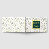 Groen bruiloft botanische bladpatroon echte folie gastenboek (Volledig)