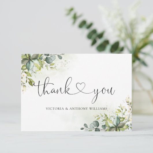 Groen Bruiloft Ceremonie Flat Dank u Bedankkaart (Staand voorkant)