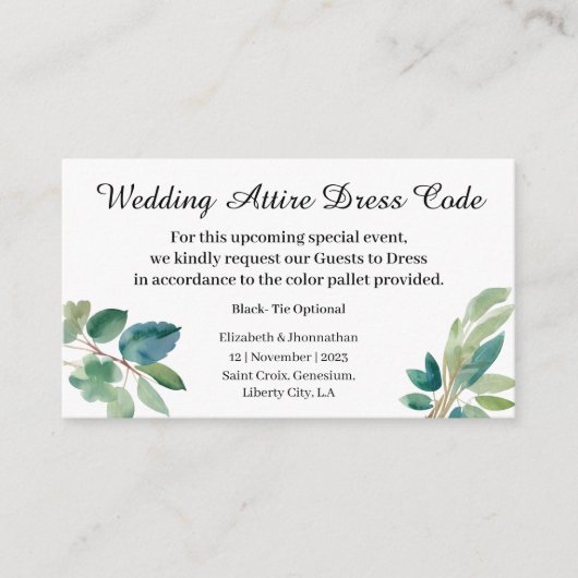 Groen Bruiloft Ceremonie Kleding Jurk Code Informatiekaartje (Voorkant)