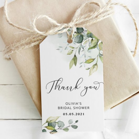 Groen bruiloft feest bedank kaartje cadeaulabel