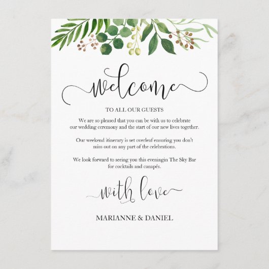  groen bruiloft gast reisroute advieskaart (Achterkant)