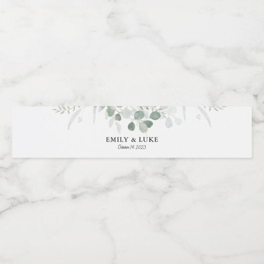 Groen Bruiloft Gepersonaliseerd Waterfles Etiket (Enkel label)