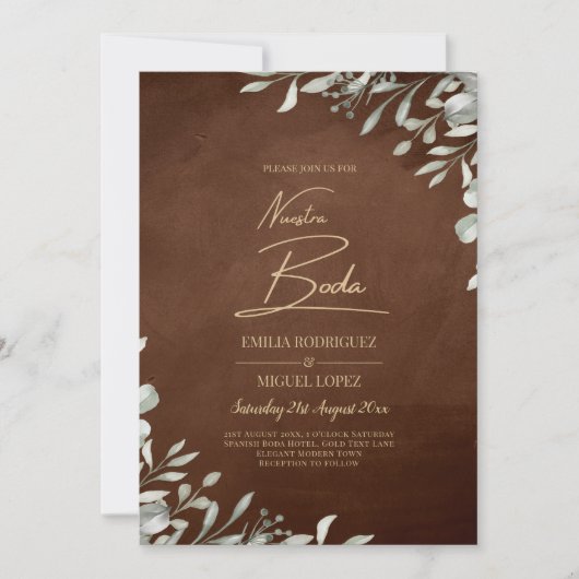 Groen Bruiloft Herfst Winter Kaart (Voorkant)