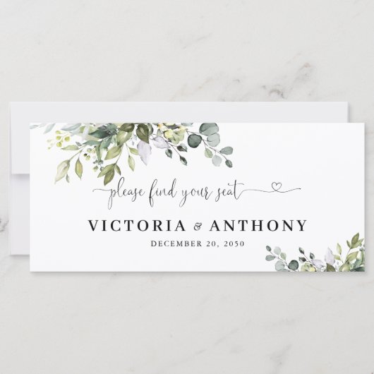 Groen Bruiloft Hoofd Tafelteken (Voorkant)