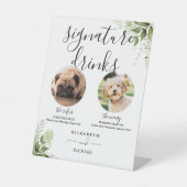Groen Bruiloft Huisdier Hond Signature Drinken Reclamebord Met Voetstuk (Voorkant)