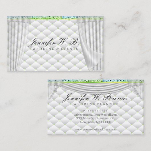 Groen bruiloft Interior Decor Curtain Visitekaartje (Voorkant / Achterkant)
