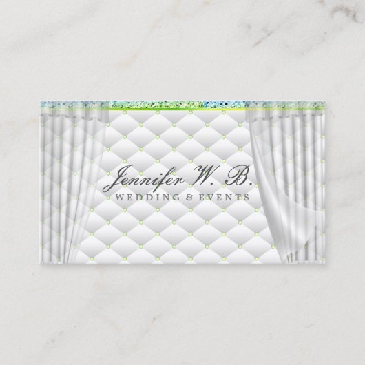 Groen bruiloft Interior Decor Curtain Visitekaartje (Voorkant)