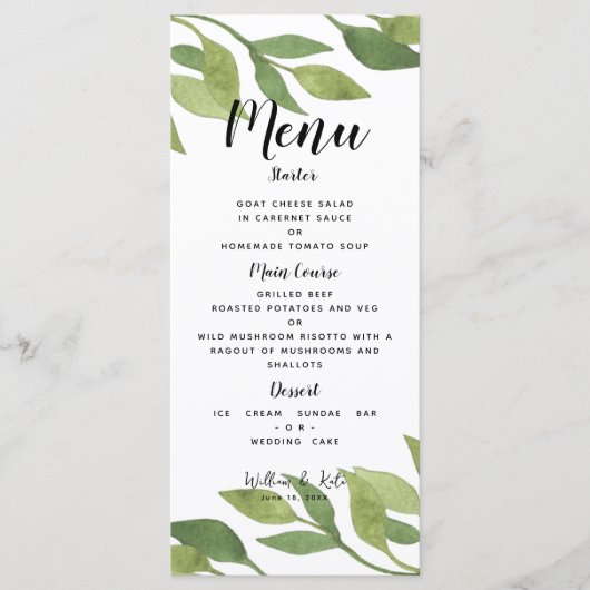 Groen bruiloft menu gebladerte land SJABLOON (Voorkant)