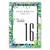 Groen Bruiloft Menu + Tafelnummer Kaart (Voorkant)