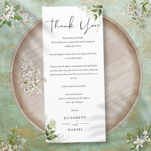 Groen Bruiloft Receptie Dank u Plaats Kaart