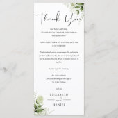Groen Bruiloft Receptie Dank u Plaats Kaart (Voorkant)