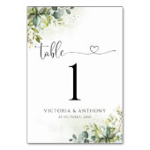 Groen Bruiloft Tafel Nummers Kaart (Voorkant)