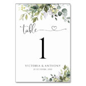 Groen Bruiloft Tafel Nummers Kaart (Achterkant)