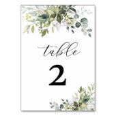 Groen Bruiloft Tafel Nummers Kaart (Achterkant)