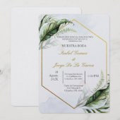 Groen bruiloft uitnodigen kaart (Voorkant / Achterkant)