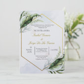 Groen bruiloft uitnodigen kaart (Staand voorkant)