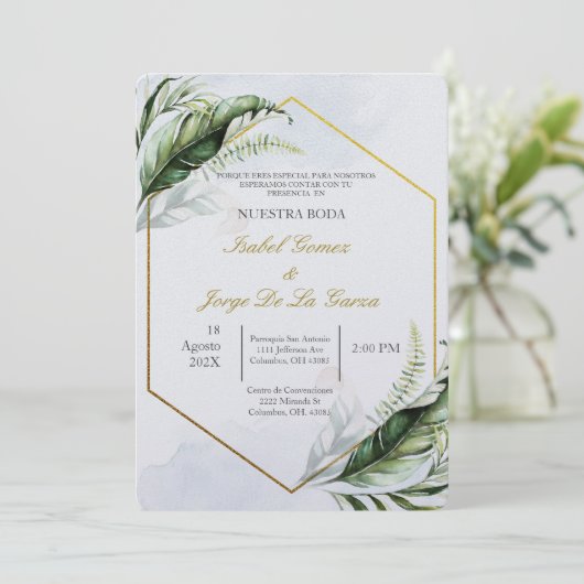 Groen bruiloft uitnodigen kaart (Staand voorkant)