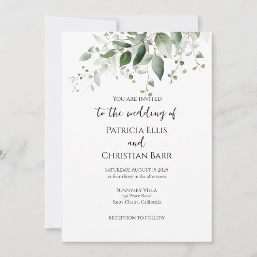 Groen bruiloft uitnodiging elegante typografie (Voorkant)