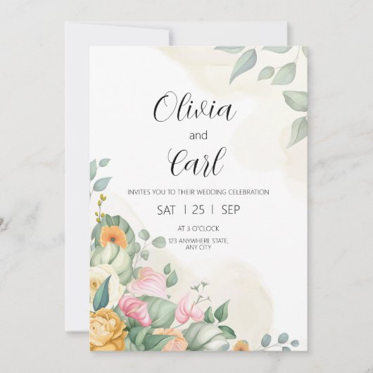 groen bruiloft uitnodiging eucalyptus bruiloft (Voorkant)