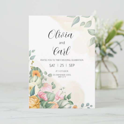 groen bruiloft uitnodiging eucalyptus bruiloft (Staand voorkant)