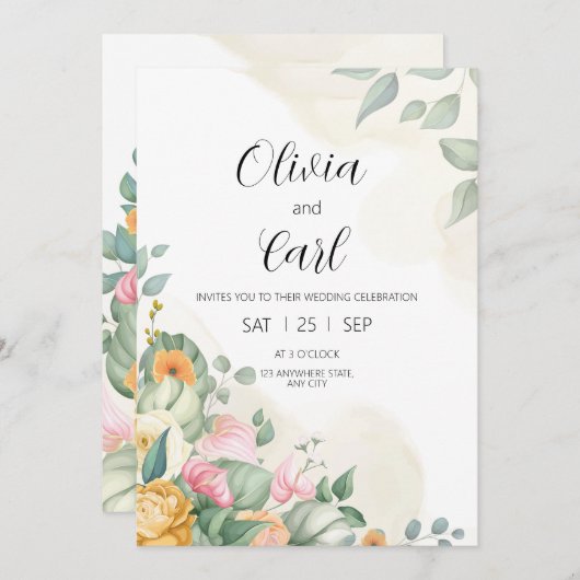 groen bruiloft uitnodiging eucalyptus bruiloft (Voorkant / Achterkant)