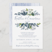 Groen Bruiloft Uitnodigingen - Dusty Blue & Green
