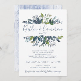 Groen Bruiloft Uitnodigingen - Dusty Blue & Green
