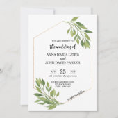 Groen Bruiloft uitnodigingskaart gouden lijst Kaart (Voorkant)