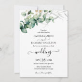 Groen Bruiloft Waterverf Eucalyptus Uitnodiging (Voorkant)