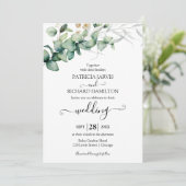 Groen Bruiloft Waterverf Eucalyptus Uitnodiging (Staand voorkant)
