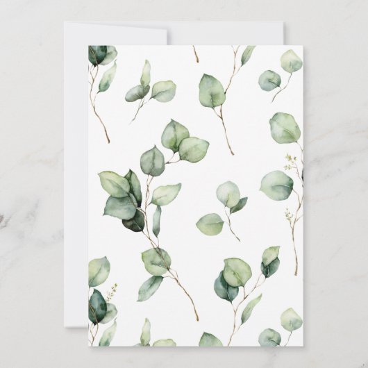 Groen Bruiloft Waterverf Eucalyptus Uitnodiging (Achterkant)