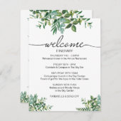 Groen Bruiloft Weekend Route Welkom Informatiekaartje (Voorkant / Achterkant)