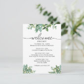 Groen Bruiloft Weekend Route Welkom Informatiekaartje (Staand voorkant)