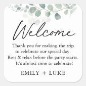 Groen Bruiloft Welkomsttas Aangepaste Sticker (Voorkant)
