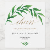 Groen Bruiloft Wijn Etiketten (Enkel label)