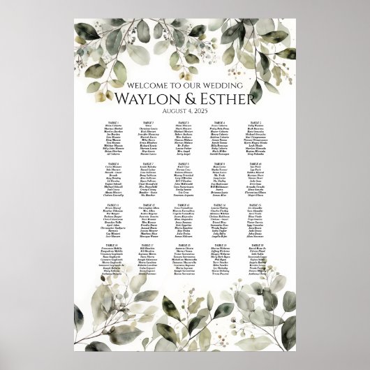 Groen bruiloft zitgrafiek vind uw stoel poster (Voorkant)