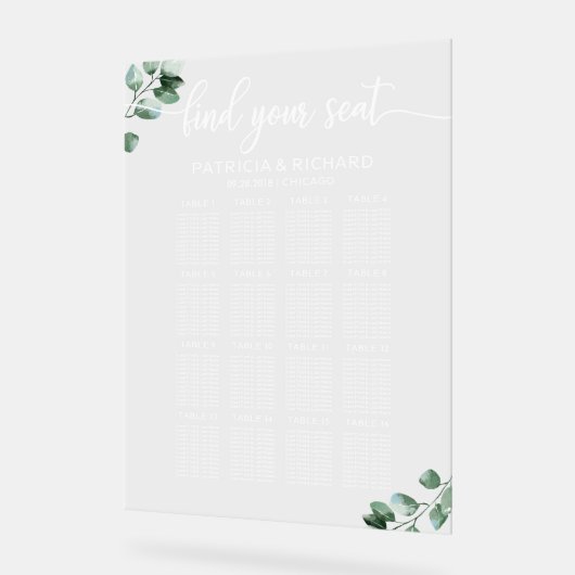 Groen bruiloft Zitting Grafiek Acryl Teken Acryl Bord (Hoek)