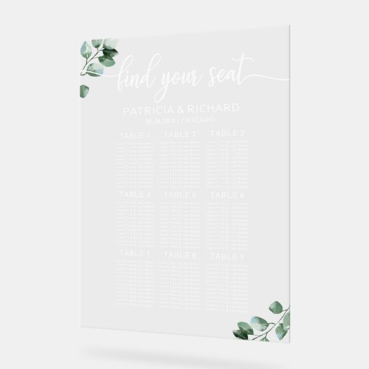 Groen bruiloft Zitting Grafiek Acryl Teken Acryl Bord (Hoek)