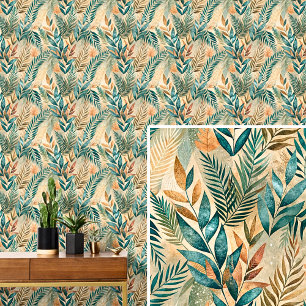 Groen & bruin Abstract blad herfsttinten blad Behang