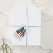 Groen & Bruin Aquarel Kerstboom Cadeaulabel (Met Touw)