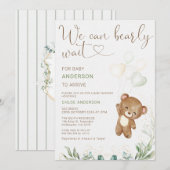 Groen Bruin Ballon We kunnen nauwelijks wachten Ba Kaart (Voorkant / Achterkant)